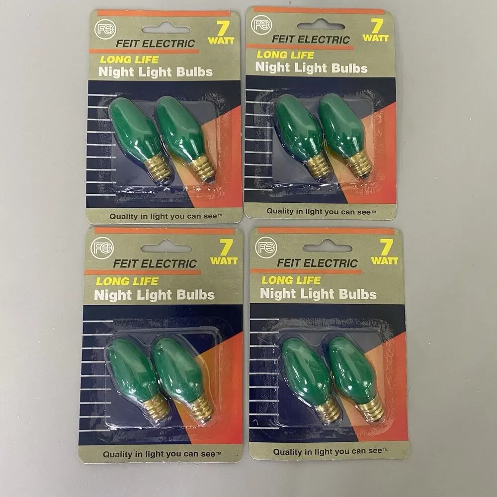 Lot of 6 Feit Electric 7W Night Light Bulbs Red Blue Green Christmas C7
